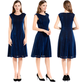 Dark Blue Elegant Casual Summer Cap Sleeve Dress - FashionByTeresa